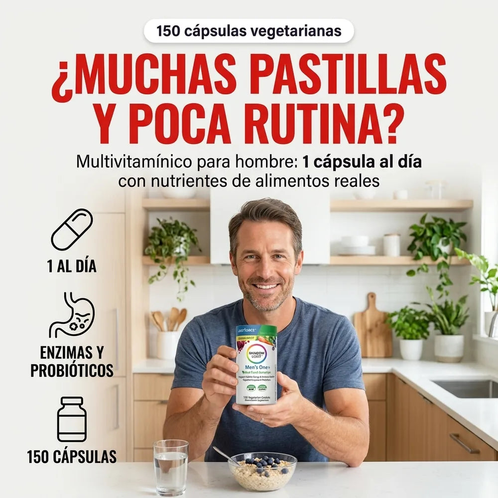 💪 Multivitamínico para Hombre Men's One+ — Nutrientes de Alimentos Reales, 150 Cápsulas Vegetarianas