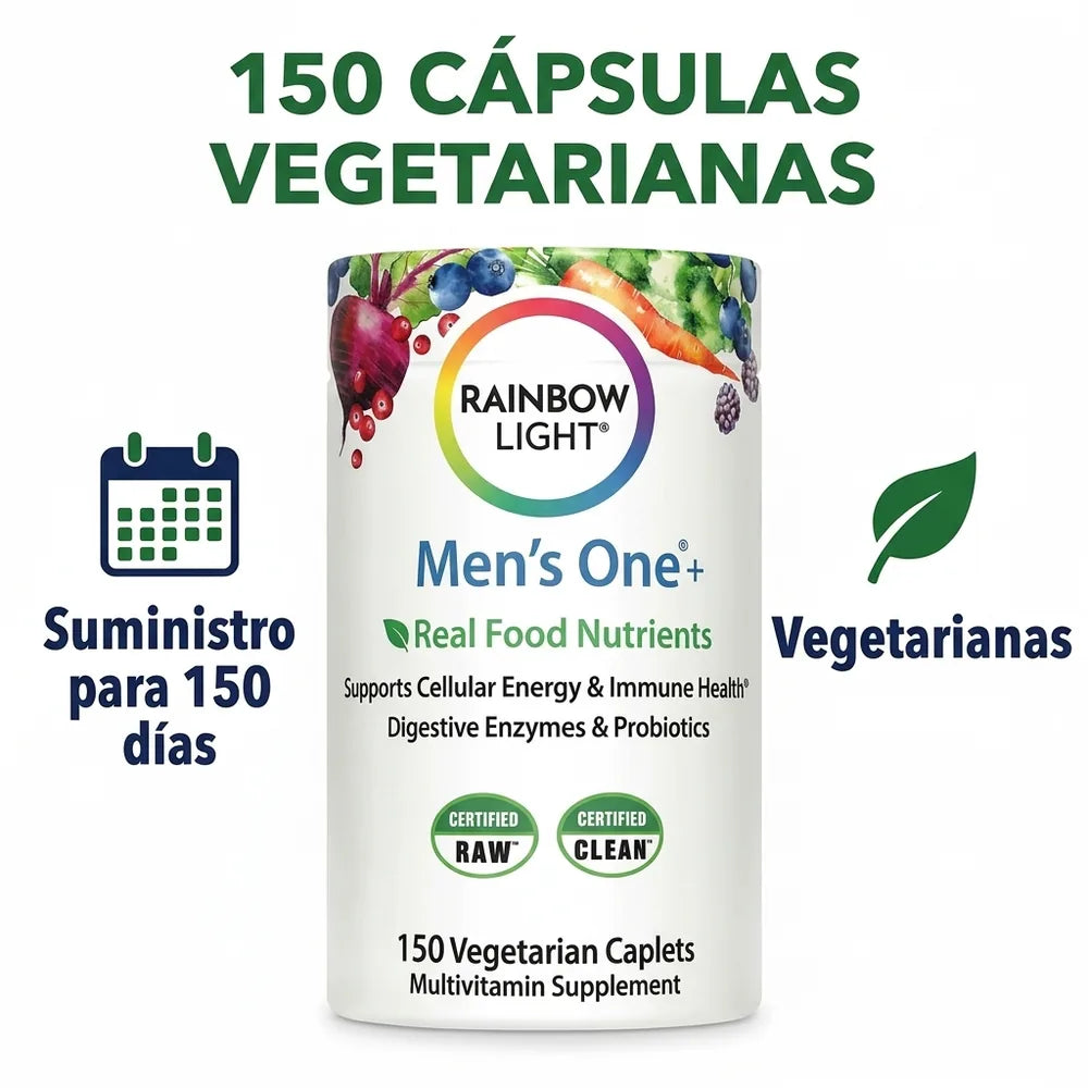💪 Multivitamínico para Hombre Men's One+ — Nutrientes de Alimentos Reales, 150 Cápsulas Vegetarianas
