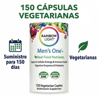 💪 Multivitamínico para Hombre Men's One+ — Nutrientes de Alimentos Reales, 150 Cápsulas Vegetarianas