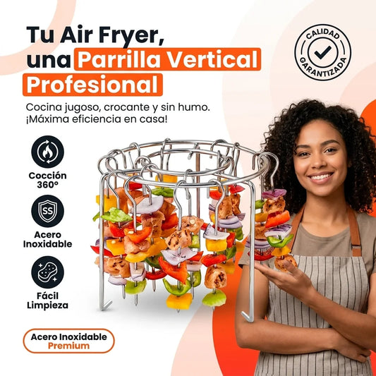 Parrilla para Air Fryer 26 cm con 18 Ganchos - Acero Inoxidable - 1-hero