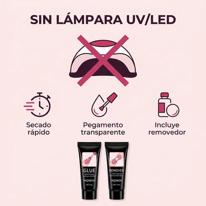 💅 Pegamento para Uñas Postizas Sin Lámpara + Removedor — Set de 2 Tubos