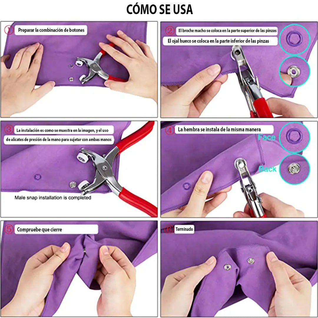 Kit Broche de Presion Pinzas +200 Botone
