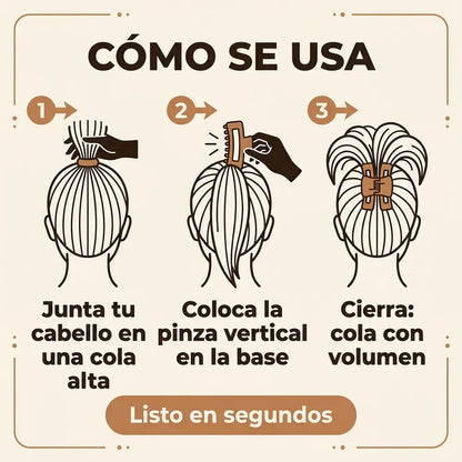 💇‍♀️ Kit x3 Pinzas Banano para el Cabello — Cola de Caballo Alta con Volumen