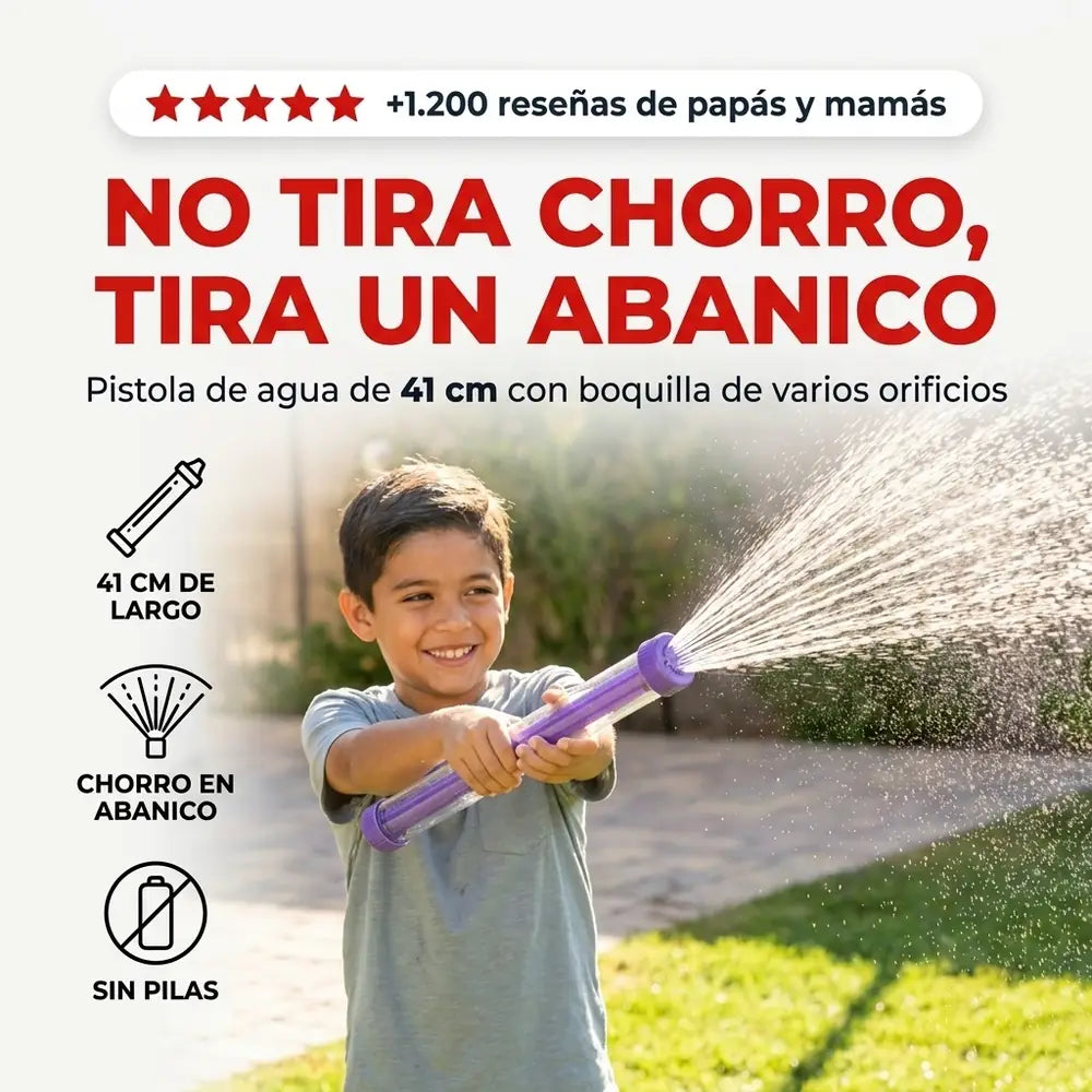 Pistola de Agua Fuegos Artificiales — 41 cm, Chorro en Abanico