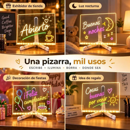 Pizarra Acrílica LED para Dibujar y Escribir — Incluye 5 Marcadores