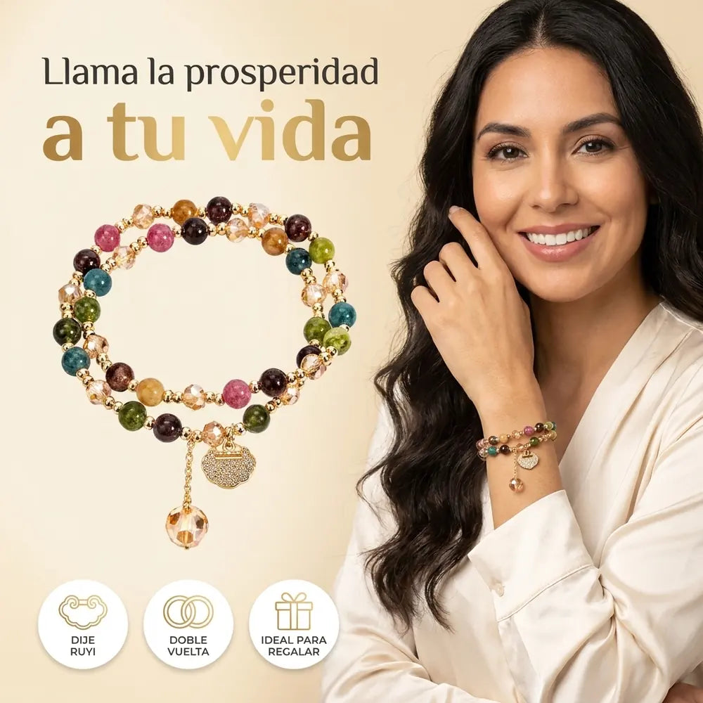 Pulsera de la Prosperidad ✨ Doble Vuelta con Dije Ruyi de la Buena Fortuna