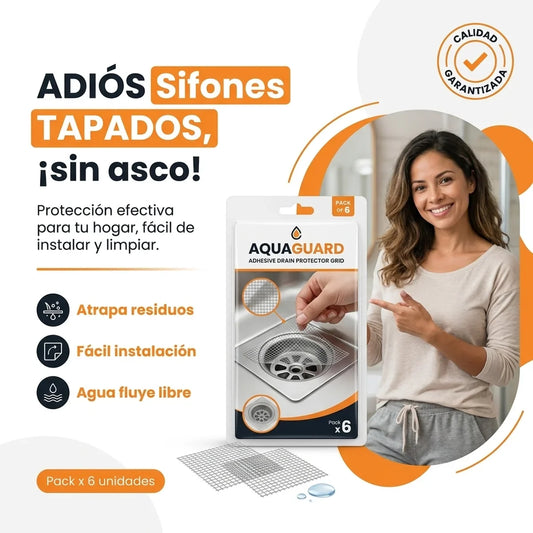 Rejilla Adhesiva Protectora de Sifones Pack x 6 - Aquaguard - 1-hero