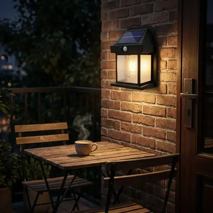 🏮 Lámpara Solar de Pared con Sensor de Movimiento y Bombillo Vintage