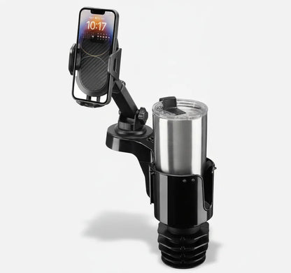 Soporte de Carro 2en1 para Celular y Vaso — Base Expandible para Portavasos