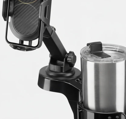 Soporte de Carro 2en1 para Celular y Vaso — Base Expandible para Portavasos