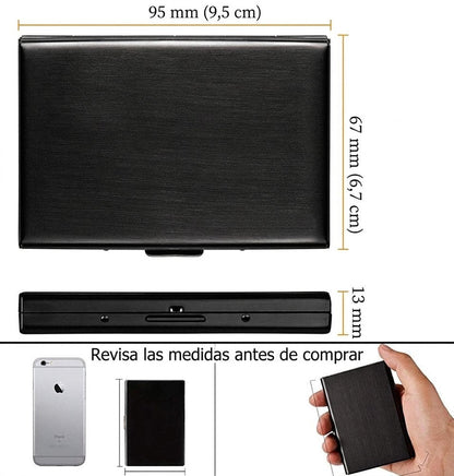 Tarjetero Metálico con Bloqueo RFID — Ultra Delgado, 6 Compartimentos
