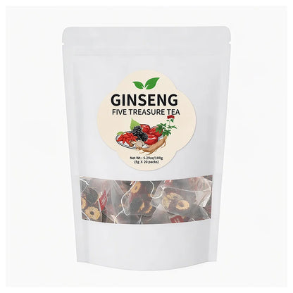 🍵 Té de Ginseng Cinco Tesoros para Mujer — Energía y Bienestar Diario · 20 Bolsitas