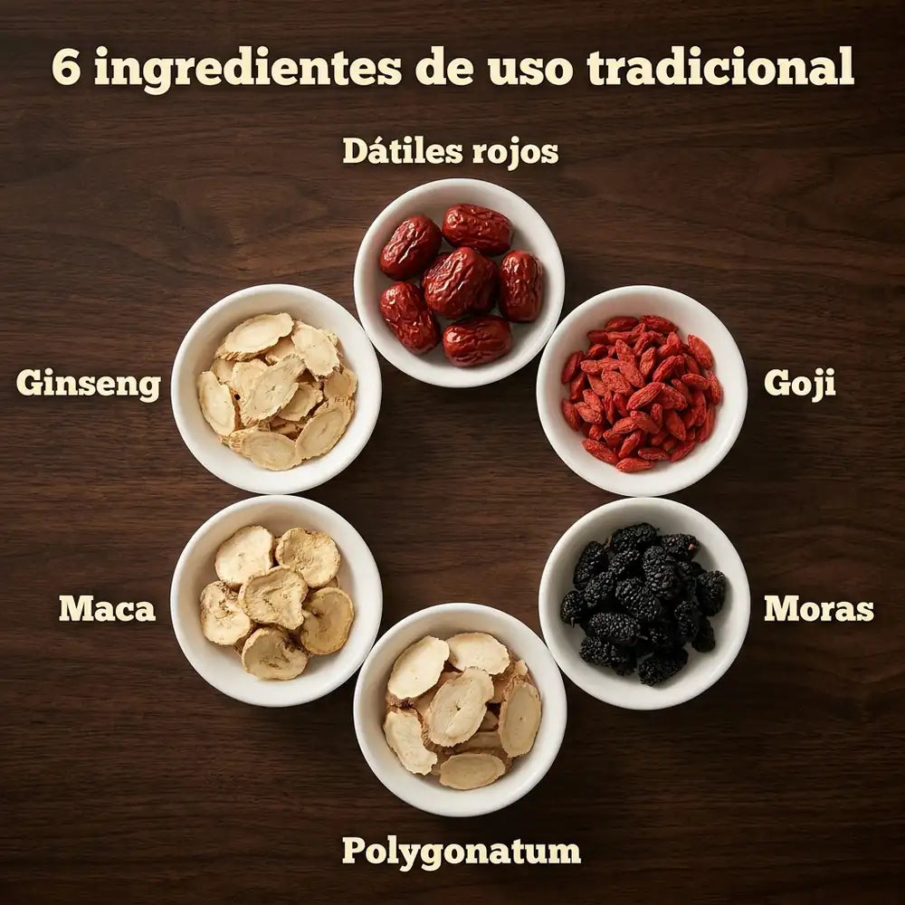 🍵 Té de Ginseng Cinco Tesoros para Mujer — Energía y Bienestar Diario · 20 Bolsitas