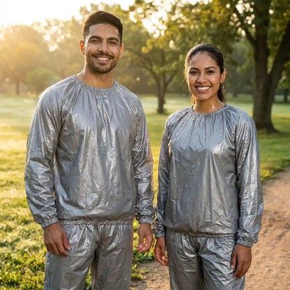 🔥 Traje Sauna Térmico Unisex — Suda Más Mientras Entrenas (Plateado o Negro)