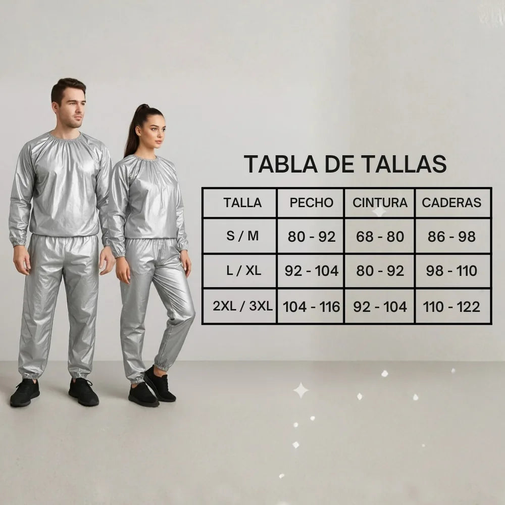 🔥 Traje Sauna Térmico Unisex — Suda Más Mientras Entrenas (Plateado o Negro)