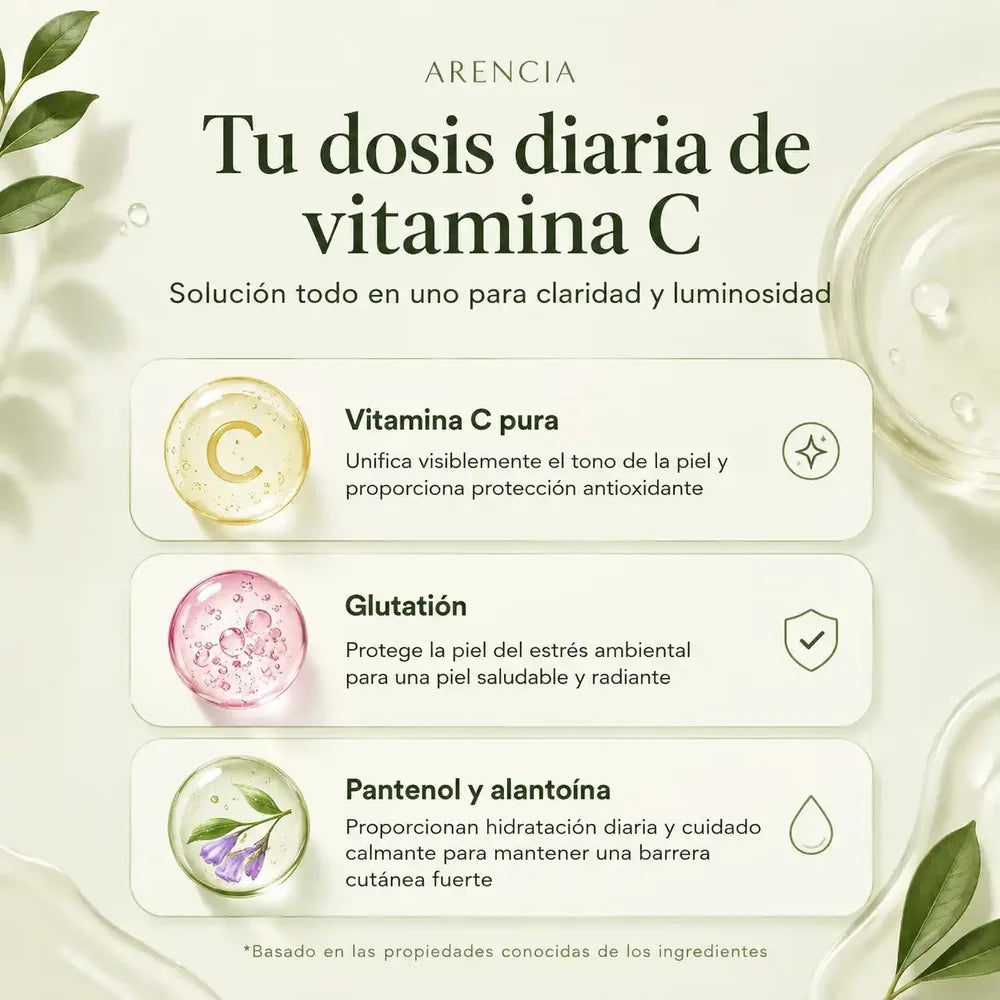 🍊 Sérum Vitamina C + Glutatión Arencia Booster Shot — Para una Piel Luminosa y de Tono Uniforme (30 ml)