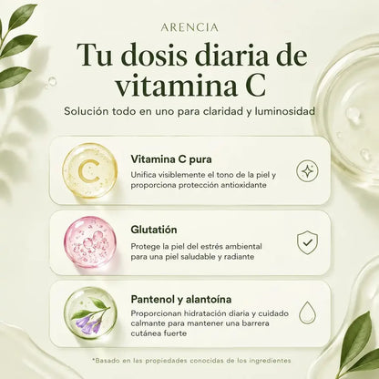 🍊 Sérum Vitamina C + Glutatión Arencia Booster Shot — Para una Piel Luminosa y de Tono Uniforme (30 ml)